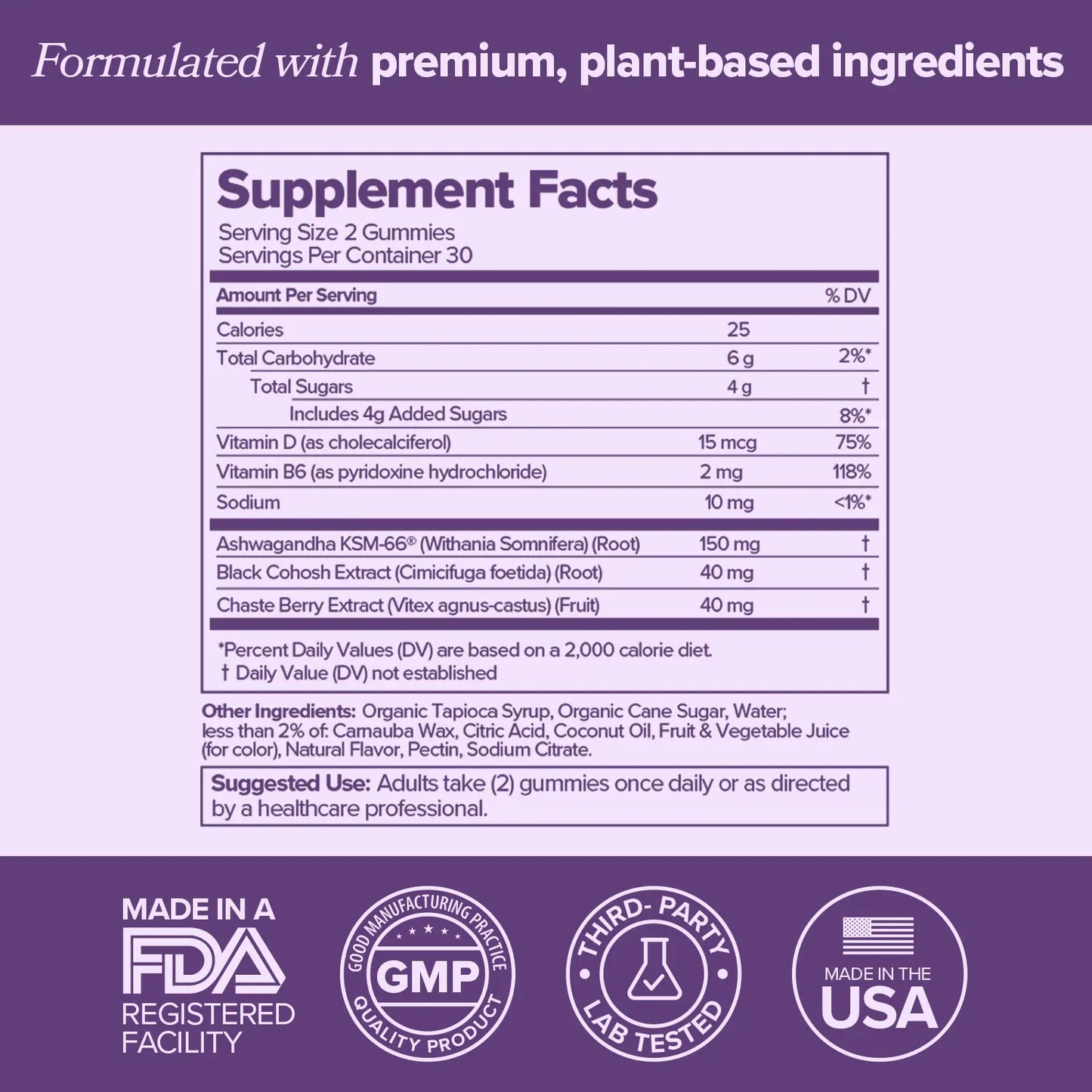 Menopause Supplements with Black Cohosh & Ashwagandha